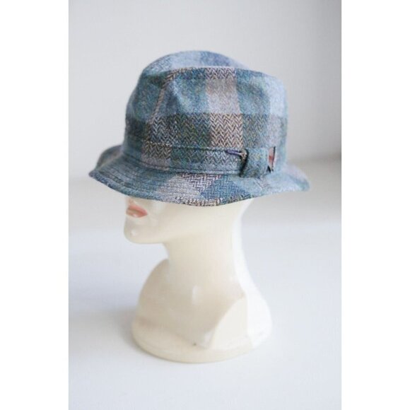 Brand NEW Failsworth Harris Tweed English Blue Plaid Unisex Wool Fedora Hat 7 - Picture 5 of 12